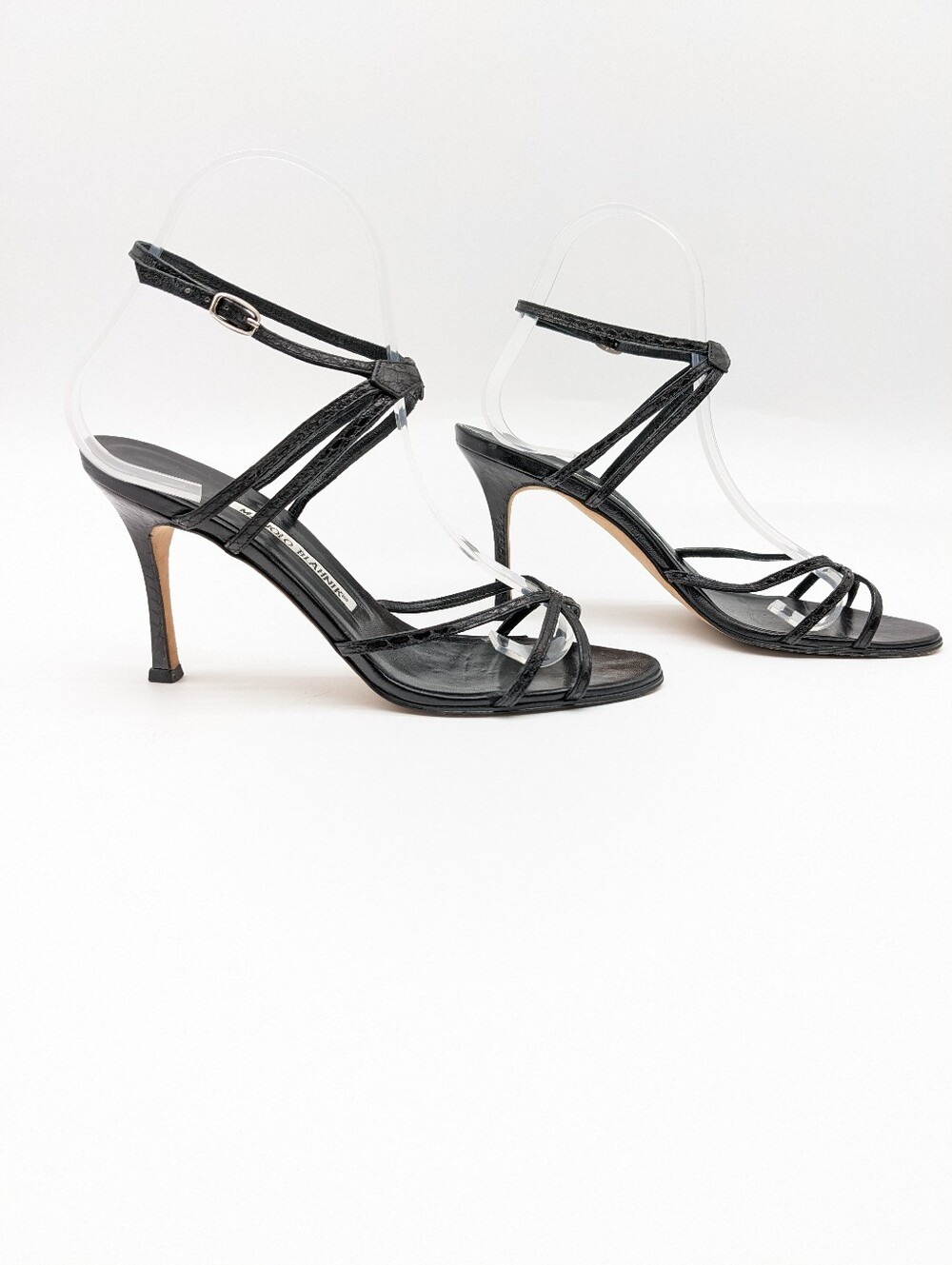 MANOLO BLAHNIK Snakeskin Strappy Heels 37.5